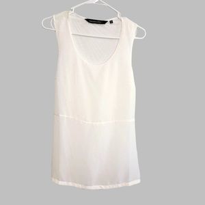 Colleen Lopez Mixed Media Tank Top White Womens XS Scoop Neck Sleeveless Layered